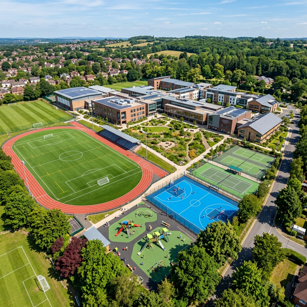 Panchaath School Campus Aerial View